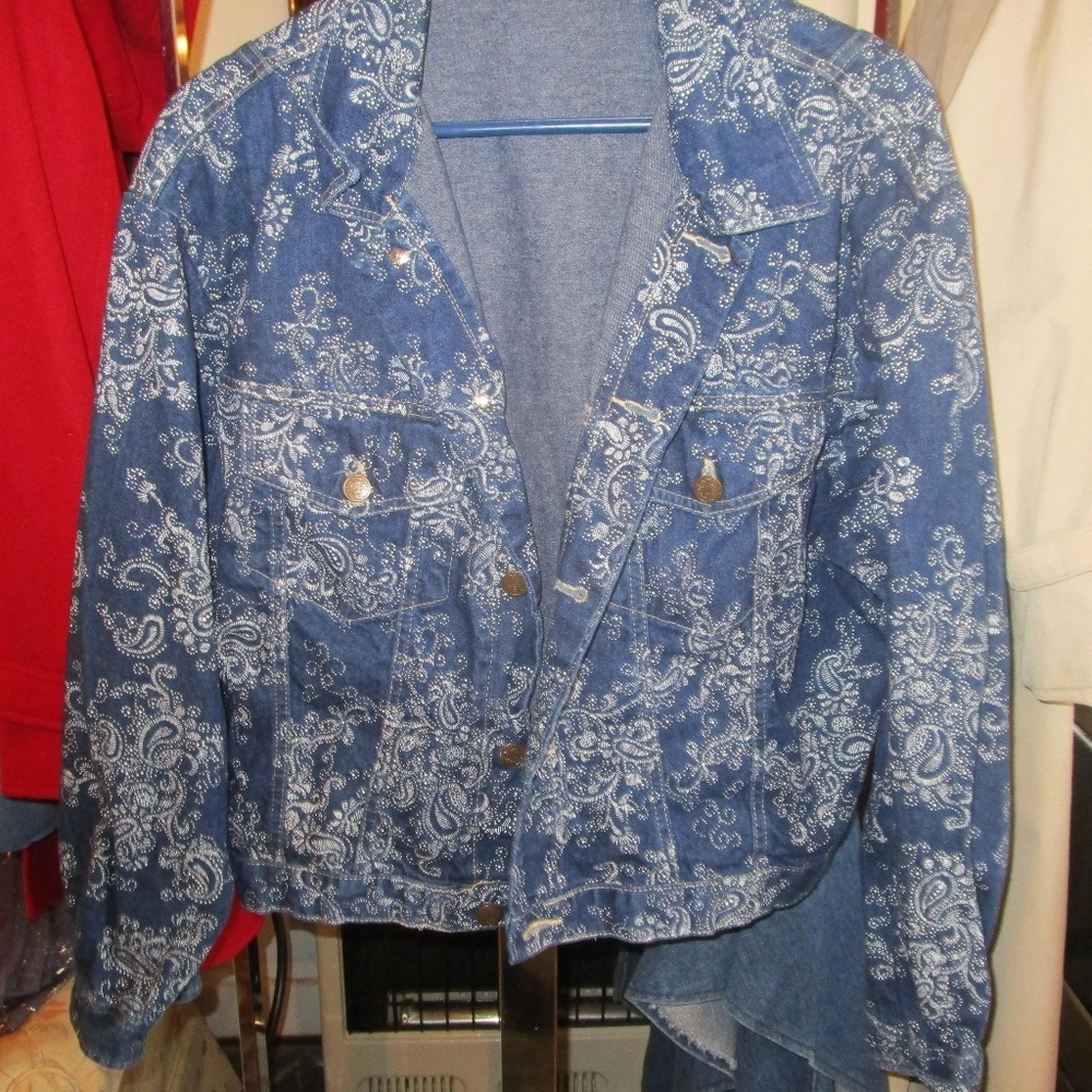 All-over Bandana Print Jean Jacket Dungaree Coat M